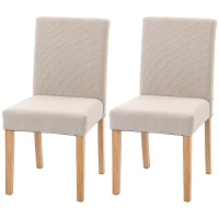 HOMCOM Esszimmerstühle im 2er-Set, moderne Leinen-Polsterstühle mit gepolstertem Sitz und Rückenlehne, Beine aus Kautschukholz(m-11)