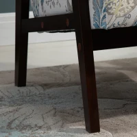 HOMCOM Sedia per Soggiorno Poltroncina Imbottita con Braccioli in Legno e Tessuto Traspirante per Casa e Ufficio, a Fiori, 68.5x78.5x75cm(m-8)