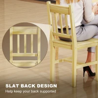 HOMCOM Dining Chairs Set of 2, Kitchen Chair with Slat Back, Pine Wood Structure for Living Room and Dining Room, Natural(m-5)