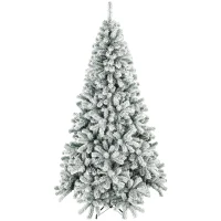 HOMCOM Árvore de Natal Nevada 180 cm com 650 Pontas em PVC Ignífugo Ramos Articulados Montagem Rápida Verde e Branco(m-1)
