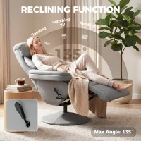 HOMCOM Upholstered Reclining Armchair, Manual Recliner Chair with Footrest and Adjustable Backrest, Grey(m-4)