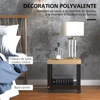 HOMCOM Table d'appoint roulante, table basse moderne avec étagère ouverte, 40 x 40 x 40 cm, bois naturel & noir(m-4)