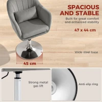 HOMCOM Retro Velvet Swivel Tub Chair with Steel Frame, Cushion Seat, Grey(m-5)