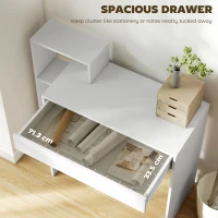 HOMCOM Desk with Storage, Computer Desk with 3 Open Shelves and Drawer, Workstation, Computer Table, White(m-5)