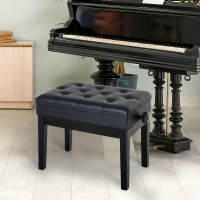 HOMCOM Klavierbank Höhenverstellbar Sitzbank mit Stauraum, Holzbeine, Klavierhocker aus Kunstleder, für Musikzimmer, belastbar bis 200 kg, 54,5 x 33 x 48-58 cm, Schwarz(m-9)