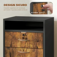 HOMCOM Mobile per Ufficio con Ripiano Aperto, Cassetto con Serratura e Armadietto, 40x35x60 cm, Marrone(m-6)