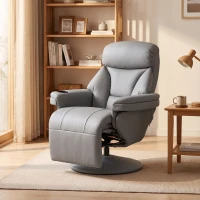 HOMCOM Upholstered Reclining Armchair, Manual Recliner Chair with Footrest and Adjustable Backrest, Grey(m-13)