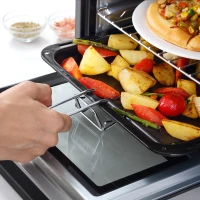 HOMCOM Horno Portátil 16L 1400W con 3 Modos de Calor Temporizador Bandeja de Horneado y Rejilla 44x32x28,1 cm Plata(m-9)