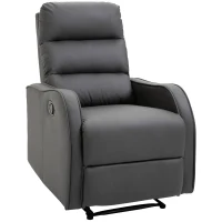 HOMCOM Sillón Relax Reclinable Sofá Relax Tapizado en PU con Reposapiés Retráctil para Dormitorio Salón 65x89x100 cm Gris(m-11)