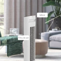 Ventilator turn HOMCOM cu telecomandă, 3 viteze, mod de repaus, oscilație, temporizator de 15 ore, afișaj LED, alb(m-8)
