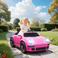 AIYAPLAY Licensed RUF CTR 2017-Yellowbird Electric Car for Kids, with Remote Control, Soft Start, MP3 Player, LED Lights, Pink(m-10)