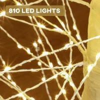 HOMCOM Kunstboom met LED-verlichting, 180 cm hoge kerstboom, realistische schors, Wit(m-4)