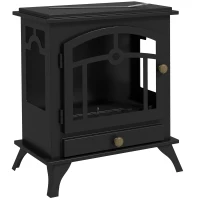 HOMCOM Estufa de Bioetanol de Pie con Tanque de 0,9 L Apagallamas de Acero Inoxidable Tiempo de Combustión 3H 45x28x54 cm Negro(m-1)