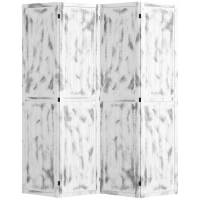 HOMCOM Biombo Dobrável de 4 Painéis Separador de Ambientes Elegante para Dormitórios Sala de Estar 160,5x170cm Branco Rústico(m-10)