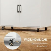 HOMCOM Mueble de Planchar con Ruedas Barra para Colgar Ropa Estante Abierto y Tabla de Planchar 125x43,5x102,5 cm Blanco(m-7)
