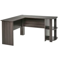 HOMCOM Mesa de Ordenador PC Escritorio para Oficina Hogar Tipo Esquinera Forma L con Estantes 136x130x72cm Madera(m-12)