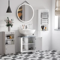 kleankin Pedestal Under Sink Cabinet with Double Doors, Modern Bathroom Vanity Unit, Storage Cupboard with Adjustable Shelves, White(m-8)