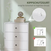 HOMCOM Dressoir Sideboard met 4 Laden, Houten Opbergkast in Moderne Stijl, 47 x 29 x 75 cm Wit(m-5)