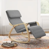 HOMCOM Fauteuil relax à bascule fauteuil allaitement avec repose-pieds réglable, poche latérale et appui-tête, gris(m-10)