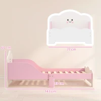 AIYAPLAY Kinderbett, 140 x 70 cm Bettgestell mit hohen Schutzgitter für Kinder von 3-6 Jahren, ohne Matratze, Rosa(m-3)