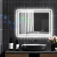 HOMCOM 60 x 80 cm Anti-Fog LED Bathroom Mirror, with Bluetooth - Silver Tone(m-10)