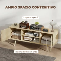 HOMCOM Mobile TV 55" max con 2 Armadietti e 2 Ripiani Aperti, in Legno e Truciolato, 120x34x50 cm, Color Legno(m-4)