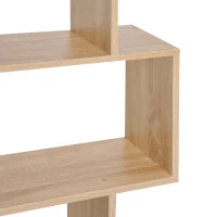 HOMCOM Bookcase, 6 Tier Shelf S Shaped Bookshelf, Storage Unit, Display Shelf for Living Room, Bedroom, Home Office, Plant, Oak(m-9)