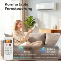 HOMCOM 9000 BTU Mini-Split-Klimaanlage & Wärmepumpe, WLAN-fähige Inverter-Klimaanlage mit Installationskit(m-6)