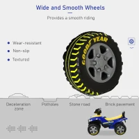 HOMCOM Baby Quad Bike Kids Ride On Car Goodyear Licensed Walker Foot To Floor Slider NO POWER w/ Lights Horn Storage Blue for 18-36 Months(m-5)