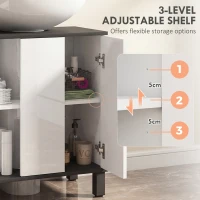 HOMCOM Modern Under-Sink Bathroom Cabinet - High Gloss White(m-5)