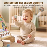 AIYAPLAY Baby Lauflernwagen Holz Lauflernhilfe mit Rädern regulierbarer Geschwindigkeit Bauklötze für Kleinekinder ab 18 Monaten(m-7)