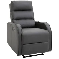 HOMCOM Sillón Relax Reclinable Sofá Relax Tapizado en PU con Reposapiés Retráctil para Dormitorio Salón 65x89x100 cm Gris(m-1)