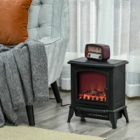 HOMCOM Chimenea decorativa con Termostato Ajustable y Protección Sobrecalentamiento para Salas 20-25 m² 36,5x24x45,5 cm Negro(m-11)
