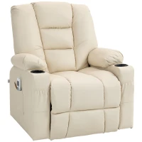 HOMCOM Massagesessel Aufstehhilfe Seniorensessel, inkl. Fernbedienung, 4 Massagemodi, 90  cm x 98 cm x 102 cm, Creme(m-11)