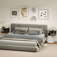 HOMCOM 2 Mesitas de Noche Flotantes con 1 Cajón y Estante Abierto Diseño Moderno 35x32x22,5 cm Negro Brillo(m-3)