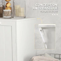 kleankin Meuble salle de bain avec panier à linge, armoire salle de bain en bois avec 2 portes et 2 paniers, 66x33x68cm, blanc(m-6)