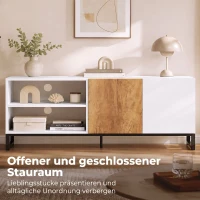 HOMCOM TV-Schrank für Fernseher bis 55 Zoll, modernes TV-Lowboard mit verstellbaren Einlegeböden, Weiß(m-4)