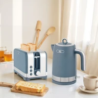 HOMCOM Sleek Textured Kettle and Toaster Set - Blue(m-10)