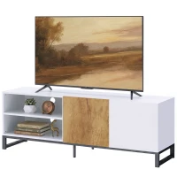HOMCOM TV-Schrank für Fernseher bis 55 Zoll, modernes TV-Lowboard mit verstellbaren Einlegeböden, Weiß(m-11)