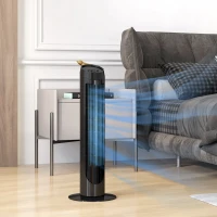 HOMCOM Ventoinha de Coluna 45W Ventoinha de Coluna Silenciosa com 3 Velocidades e Oscilação 70° para Sala Quarto Ø27x75 cm Preto(m-10)