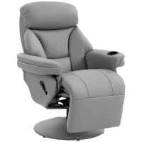 HOMCOM Upholstered Reclining Armchair, Manual Recliner Chair with Footrest and Adjustable Backrest, Grey(m-1)