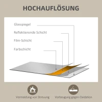 HOMCOM Wandspiegel, 50 x 70 cm, frame in houtlook, eenvoudige montage, incl. schroeven(m-6)