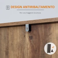 HOMCOM Credenza Moderna in Truciolato e Metallo con 2 Armadietti a 2 Ante con Ripiani e 3 Cassetti, 120x39.5x77 cm(m-7)