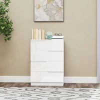 HOMCOM Modern Dressoir met 4 Laden, Kledingkast, Kiepbeveiliging en Voetjes, Wit(m-7)
