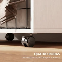HOMCOM Roupeiro com Rodas, Cortina, Barra de Pendurar e 2 Compartimentos para Quarto 60x40x128 cm Branco(m-6)