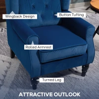 HOMCOM Wingback Accent Chair, Retro Upholstered Button Tufted Occasional Chair for Living Room and Bedroom, Blue(m-4)