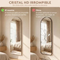 HOMCOM Espejo de Pared Arqueado con Luces 120x40 cm Sin Marco 3 Temperaturas de Color Brillo Ajustable Transparente(m-7)