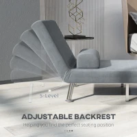 HOMCOM Adjustable Back Futon Sofa Chair - Grey(m-5)