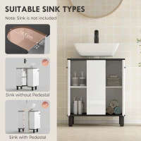 HOMCOM Modern Under-Sink Bathroom Cabinet - High Gloss White(m-4)