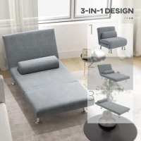 HOMCOM Adjustable Back Futon Sofa Chair - Grey(m-4)
